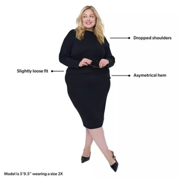 Edited by Remi Bader Women's Black Ribbed Sweater/NWT/1X - Picture 4 of 13